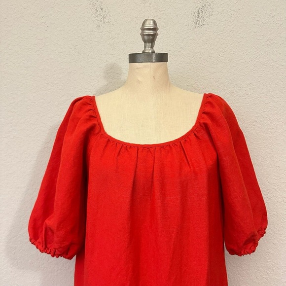 SOLID & STRIPED The Peasant Midi Dress in Candy Red - Picture 3 of 14